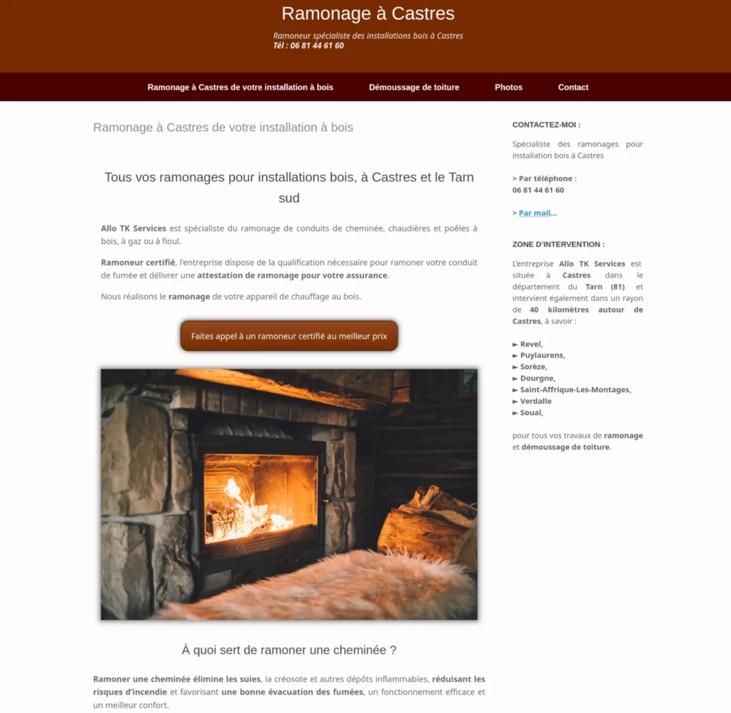 Réalisation d'un site web pour un artisan Réalisation d'un site web pour un artisan
